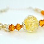 Orange And Yellow Bracelet, Lampwork Bracelet,..