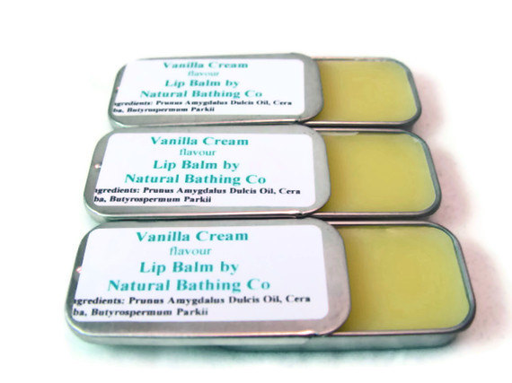 Natural Lip Balm Vanilla Cream Tin Flavored 0.5oz Lip Butter