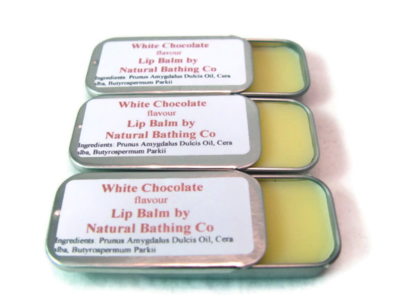 White Chocolate Flavored Natural Lip Balm Tin 0.5oz Gift For Her Lip Butter
